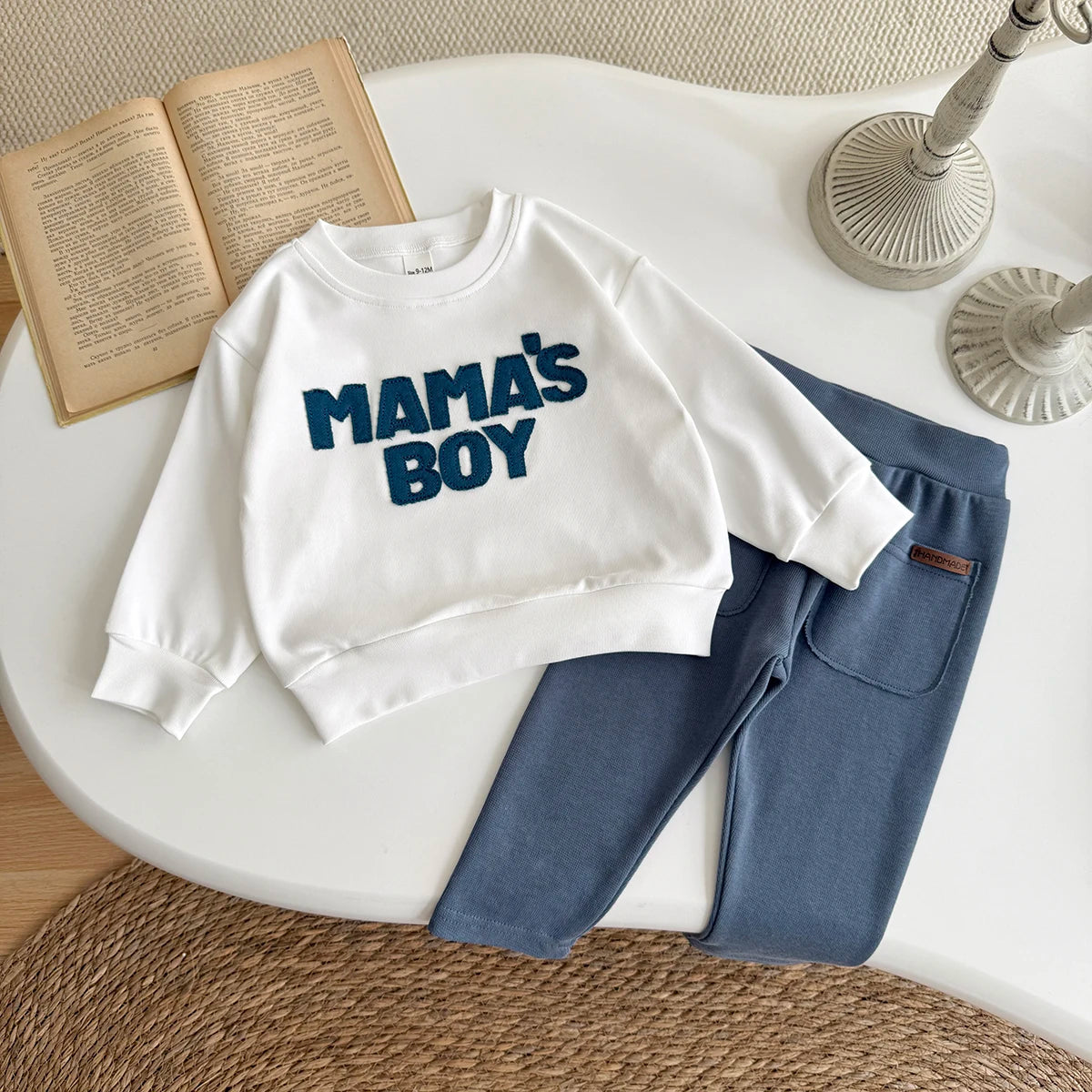 2025 Baby Boy Clothes MAMA'S BOY Sets Fall Baby Girl Infant Outfit Sweatshirt Top Pants 2Pcs Long Sleeve Winter Warm Infant Suit