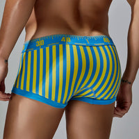 New Striped Boxer Briefs  Men's Comfortable Underwear Breathable Cotton Trunks with Elastic Waistband