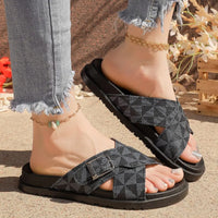 Women's Outdoor Walking Sandals Summer Trendy Color-blocked Designer Slippers Stylish Round Toe Buckle Open Toe Flat Sandals 42