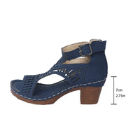 Sandals for Women 2026 New Thick Heeled Sandals Summer Breathable Hollow Out Sandals for Women Retro High Heels Roman Sandalias