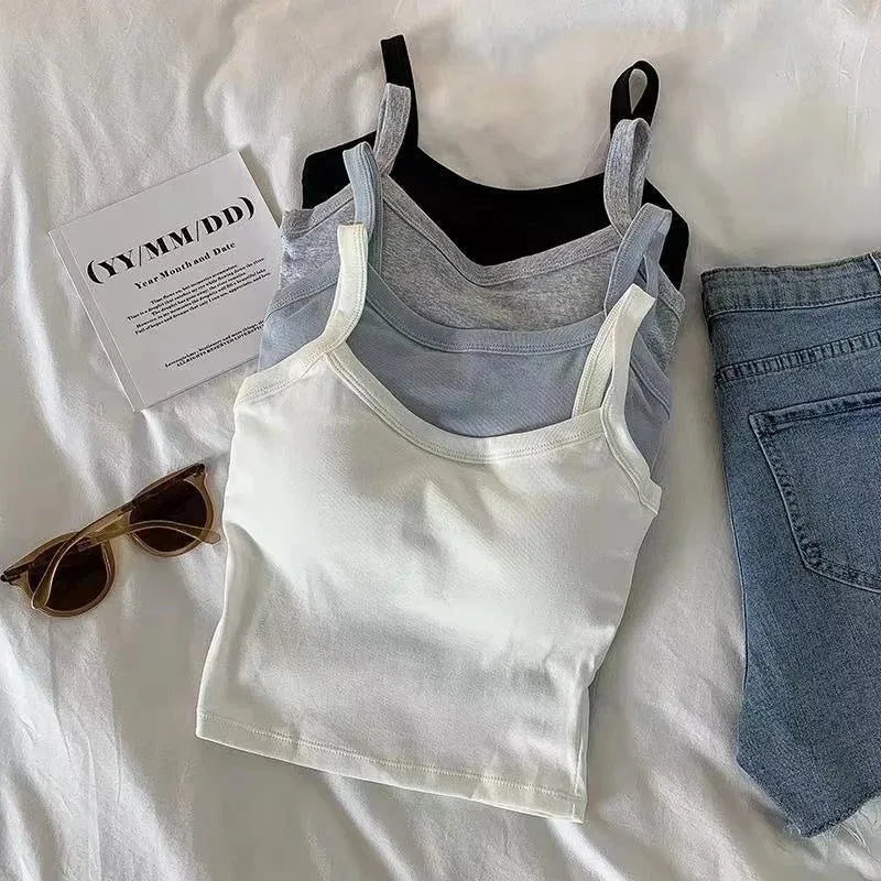 Crop Top Women's Sleeveless Fashion Camisole Basic T-Shirt Vest Tube Top