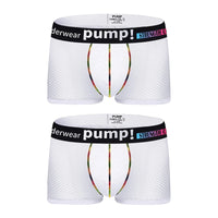 Men's PUMP! Mesh Boxer Briefs U Convex Pouch Rainbow Stitching Elastic Waistband Breathable Quick Dry Underwear