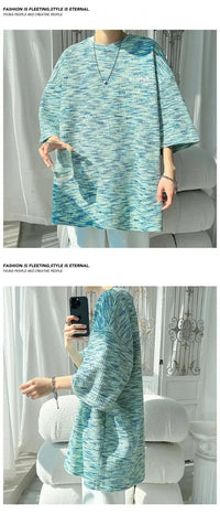 Tie-dyed Short-sleeved T-shirt Men's Summer Trendy Brand Retro Loose Large-size Top Trendy Round Neck Half-sleeved