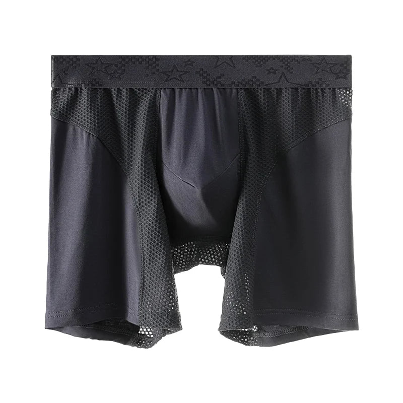 Extra Long Sports Underwear Men's Boxer Briefs Anti-Wear Leg Running Large Size Breathable Training Boxer Briefs