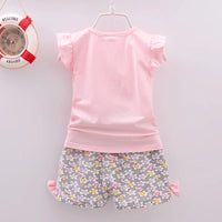 Baby Girls Clothes Sets for Kids T-shirt Tops+Short Pants Clothes Sets Toddler Girl Lollipop Printed Summer Infant Clothing Sets