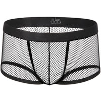 Men's Boxer Shorts Low Rise Mesh Trunk Underwear Black White
