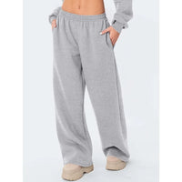 Women's wide leg casual pants are warm and comfortable. Winter solid color casual pants are loose fit