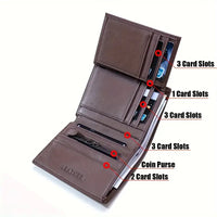 Men's Wallet Genuine Leather Wallets For Men Coin Purse Vintage Vertical Short Credit Card Holder Money Bag Men's RFID Wallet