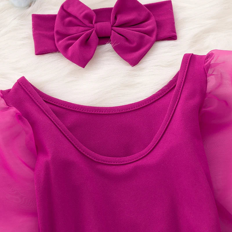 Newborn Baby Girl Clothes Spring Autumn Fashion Long Sleeve Bodysuit Lovely Jumpsuit Headband  2pcs Baby Girl Outfit Set