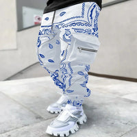 New Men's Cargo Pants Trend Printed Loose Hip Hop Fashion Street Wear Big Pocket Overalls Men Bright Color Four Seasons Trousers