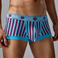 New Striped Boxer Briefs  Men's Comfortable Underwear Breathable Cotton Trunks with Elastic Waistband