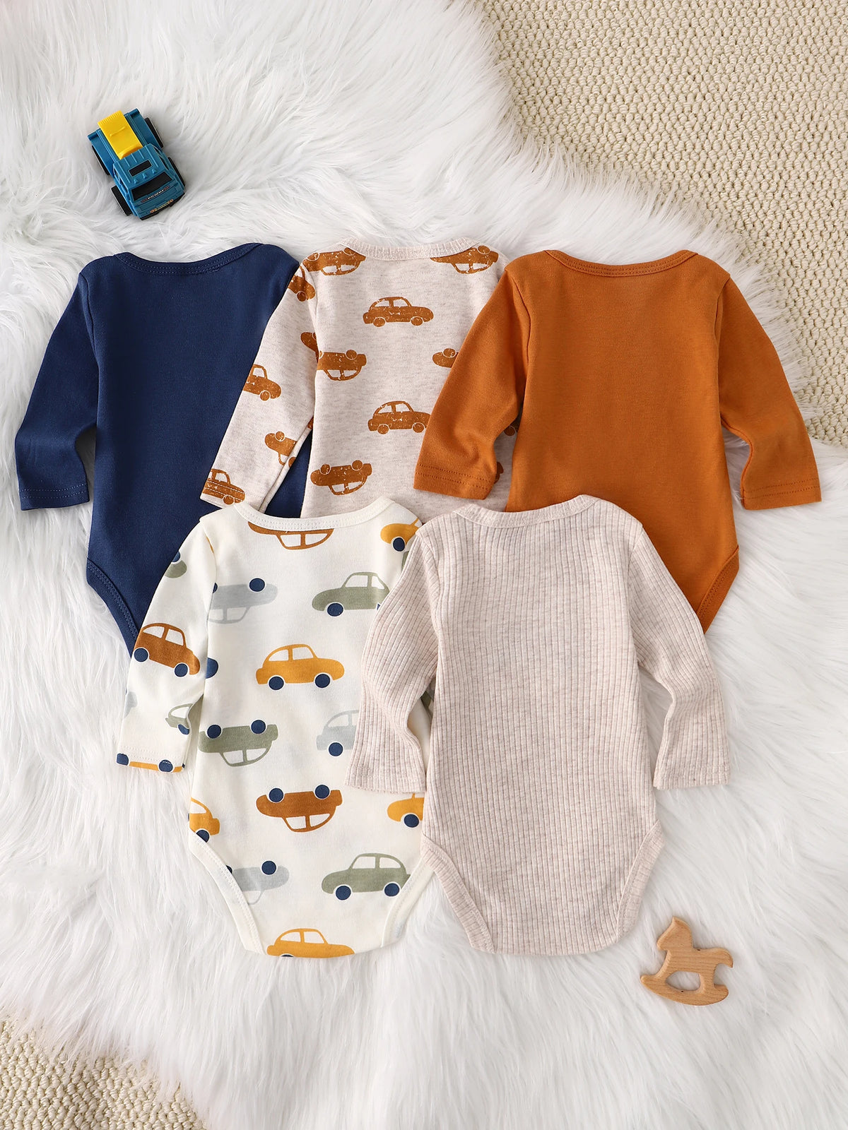 Baby Boy Clothes 5PCS Baby Boy Onesies Spring and Autumn Long-Sleeved Onesie Newborn Baby Clothes Cotton Fabric 0-9 Months