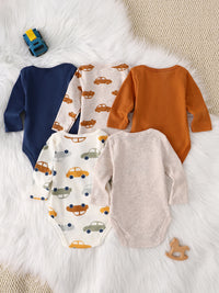 Baby Boy Clothes 5PCS Baby Boy Onesies Spring and Autumn Long-Sleeved Onesie Newborn Baby Clothes Cotton Fabric 0-9 Months