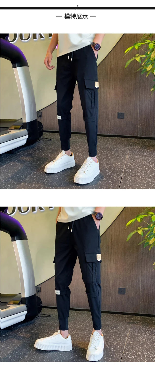 Cargo Pants for Men Summer Trendy Brand Tapered Pants New Casual Nine-point Pants