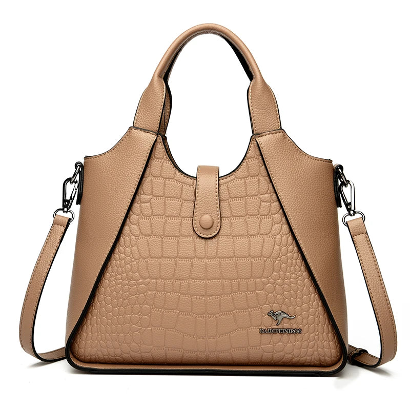 2024 New Fashion Trend Women's Handbag High Quality Soft Leather Women Shoulder Bolsas Solid Color Retro Female Tote Bags Sac