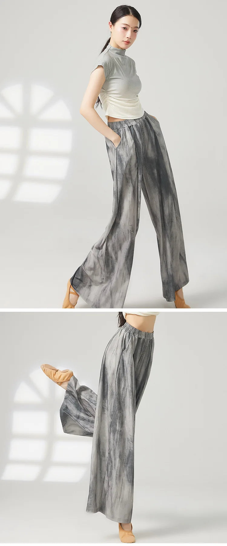 Women's wide-leg trousers made of chiffon, flowing and loose, suitable for formal party and wedding wear, as well as casual wear