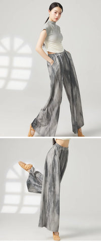 Women's wide-leg trousers made of chiffon, flowing and loose, suitable for formal party and wedding wear, as well as casual wear