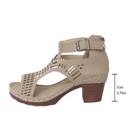Sandals for Women 2026 New Thick Heeled Sandals Summer Breathable Hollow Out Sandals for Women Retro High Heels Roman Sandalias