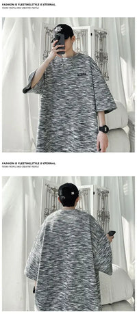 Tie-dyed Short-sleeved T-shirt Men's Summer Trendy Brand Retro Loose Large-size Top Trendy Round Neck Half-sleeved