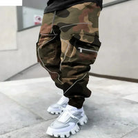 New Men's Cargo Pants Trend Printed Loose Hip Hop Fashion Street Wear Big Pocket Overalls Men Bright Color Four Seasons Trousers