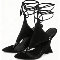 2026 Women's Summer Trendy Irregular High Heels Cross Tie Toe Sandals European and American Fashion Banquet Walking Shoes