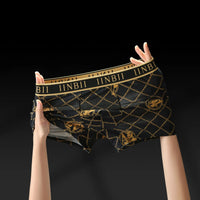 5 Pieces of Men's Boxer Briefs, Black Gold Random Soft, Breathable, Comfortable Skin-friendly Four Seasons Hot Men's Underwear
