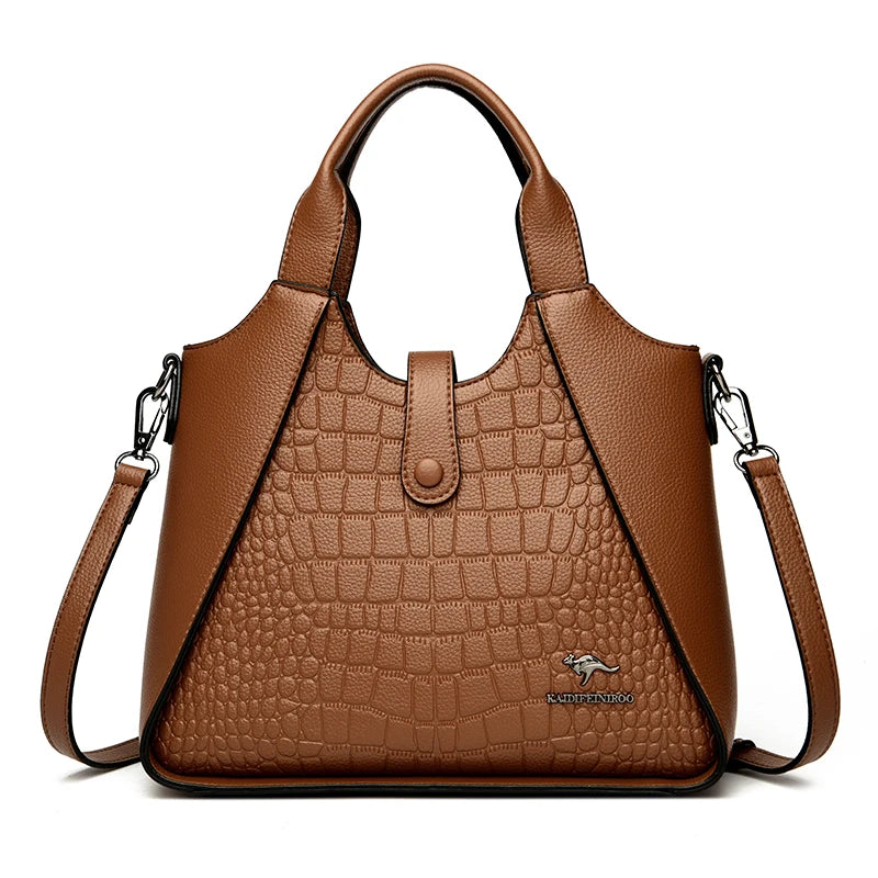 2024 New Fashion Trend Women's Handbag High Quality Soft Leather Women Shoulder Bolsas Solid Color Retro Female Tote Bags Sac
