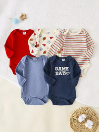 Baby Boy Clothes 5PCS Baby Boy Onesies Spring and Autumn Long-Sleeved Onesie Newborn Baby Clothes Cotton Fabric 0-9 Months