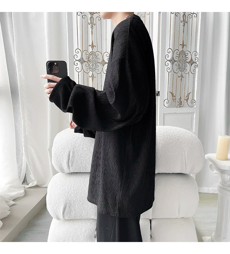Men's Trendy Casual Long Sleeve T-Shirt High Street Loose Fit Comfortable Wear Modern Minimalist Style Everyday Essential