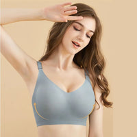 Women's Seamless Bras Ladies Thin Style Jelly Color Soft Bra Wireless Underwear Comfortable Lingerie Deep V Gather