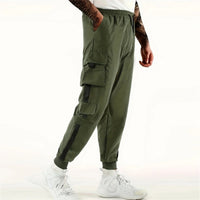 2025 Trendy Solid Color Pants, Multi Flap Pocket Men's Cargo Pants, Loose Casual Outdoor Hip Hop Pants, Men's Black Work Pants