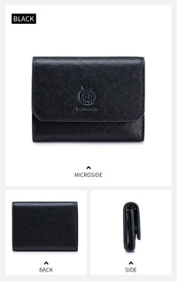 Genuine Leather Wallet for Men Minimalist Tri-Fold Purse with RFID Protection  Zipper Coin Pocket  Credit Card Slots