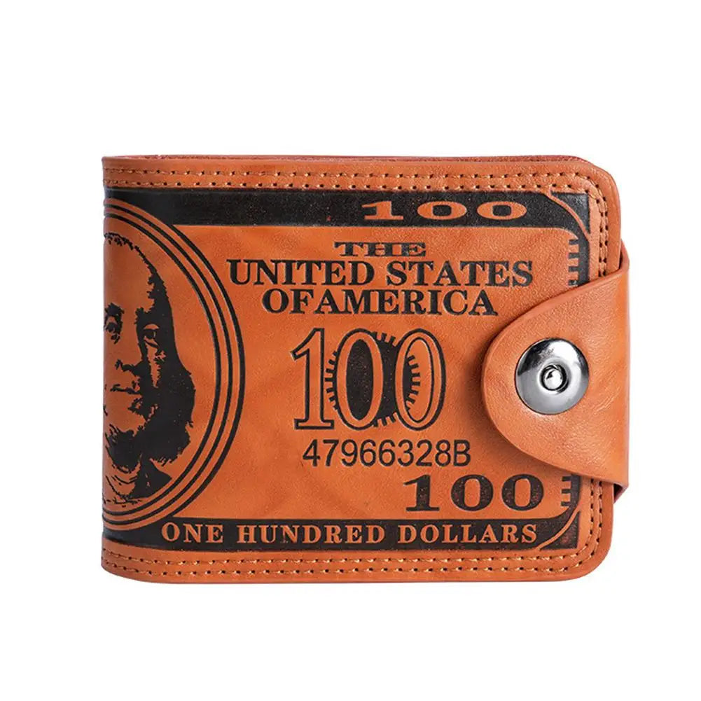 Men's Wallets with 100 US Dollar Pattern Hasp Male Leather Wallet with Zipper Card Holder Coin Pocket Purse Cartera Hombre