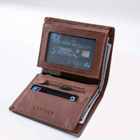 Men's Wallet Genuine Leather Wallets For Men Coin Purse Vintage Vertical Short Credit Card Holder Money Bag Men's RFID Wallet
