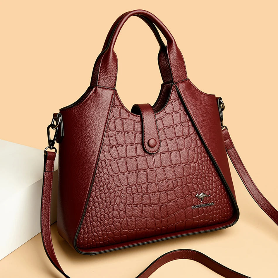 2024 New Fashion Trend Women's Handbag High Quality Soft Leather Women Shoulder Bolsas Solid Color Retro Female Tote Bags Sac