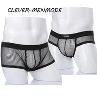 Men's Boxer Shorts Low Rise Mesh Trunk Underwear Black White