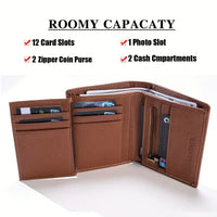 Men's Wallet Genuine Leather Wallets For Men Coin Purse Vintage Vertical Short Credit Card Holder Money Bag Men's RFID Wallet