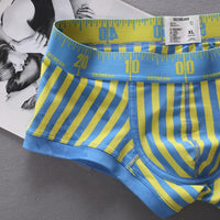 New Striped Boxer Briefs  Men's Comfortable Underwear Breathable Cotton Trunks with Elastic Waistband
