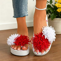 Women's Trend Red Flower Clip Toe Sandals Summer 2026 Beach Vacation Lightweight Soft Soles Flip Flops Woman Non Slip Slippers