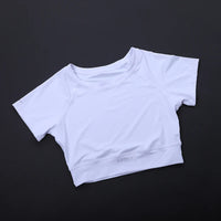 Trendy Women's Fitness Crop Top - Fitted Breathable Short Sleeve, Quick-Dry Yoga Running Shirt, Summer Workout Sports Tee