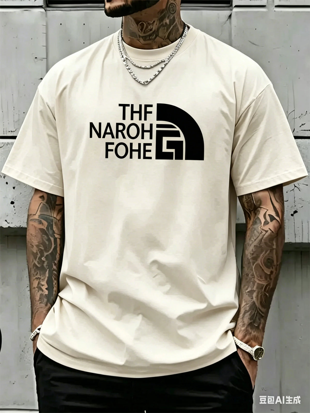 Men's Summer Trendy Round-neck T-shirt for Streetwear Loose Casual Top with Letter Print 100% Pure Cotton Comfortable Breathable