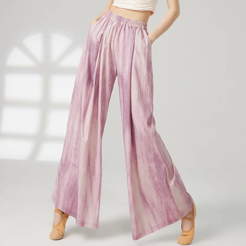 Women's wide-leg trousers made of chiffon, flowing and loose, suitable for formal party and wedding wear, as well as casual wear