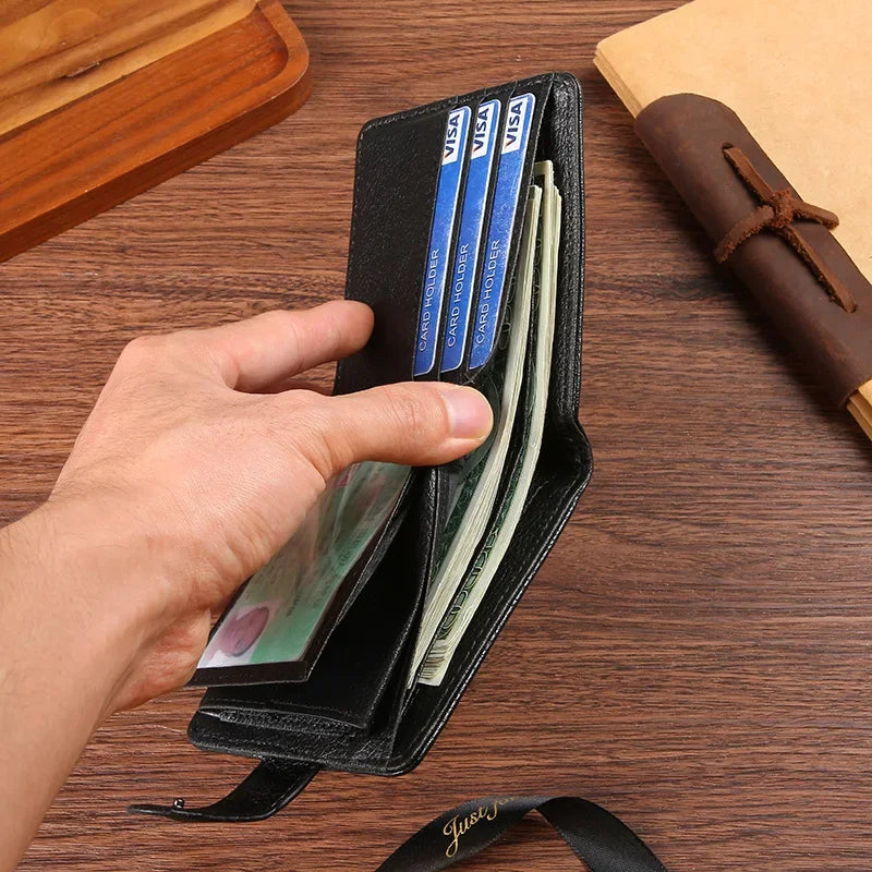 Vintage Wallet for Men Leather Short Hasp Man Wallets Casual Durable Coin Pouch Male Slim Photo ID Card Holders Purse Money Clip