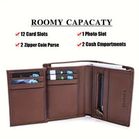 Men's Wallet Genuine Leather Wallets For Men Coin Purse Vintage Vertical Short Credit Card Holder Money Bag Men's RFID Wallet