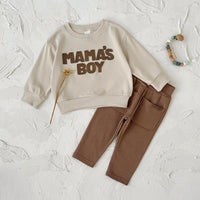 2025 Baby Boy Clothes MAMA'S BOY Sets Fall Baby Girl Infant Outfit Sweatshirt Top Pants 2Pcs Long Sleeve Winter Warm Infant Suit