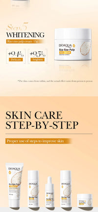 Rice Puree Skin Care Set & Soap Whitening Brighten Hydrating Moisturize Facial Cleanser+Toner+Essence+Lotion+Cream Skincare