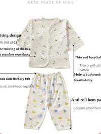 0-3 Month Baby Clothes Newborn Cartoon Home Underwear Cotton Button Baby Clothes Girls Boys Long Sleeve Top + Long Pants