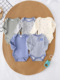 Baby Boy Clothes 5PCS Baby Boy Onesies Spring and Autumn Long-Sleeved Onesie Newborn Baby Clothes Cotton Fabric 0-9 Months