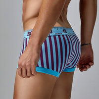 New Striped Boxer Briefs  Men's Comfortable Underwear Breathable Cotton Trunks with Elastic Waistband