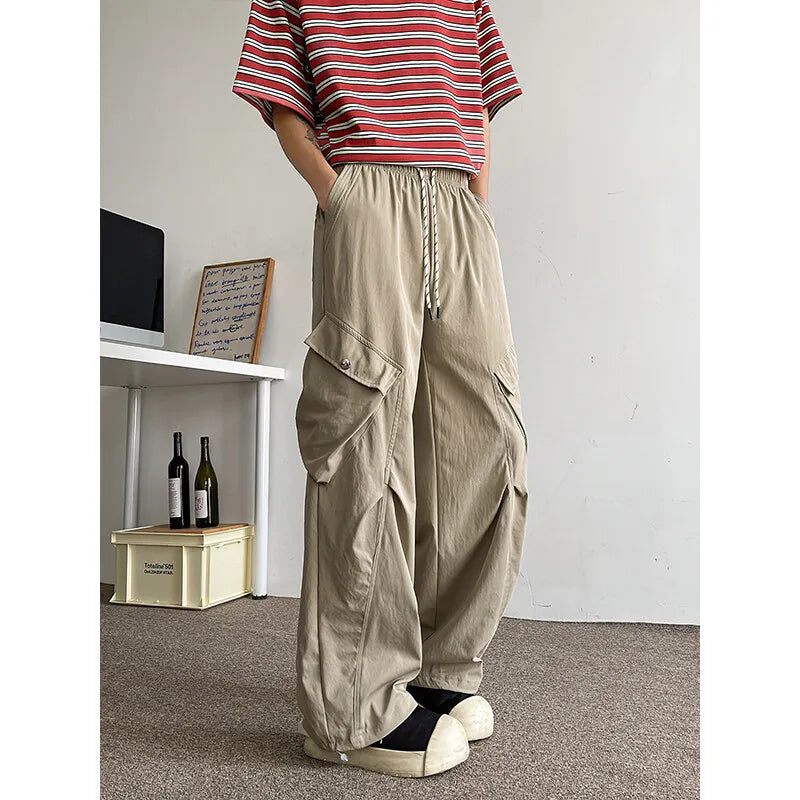 2026 Trendy Retro Wide-Leg Cargo Pants for Men- High Waist Utility Streetwear, Comfortable & Stylish Casual Fashion Pants M-8XL